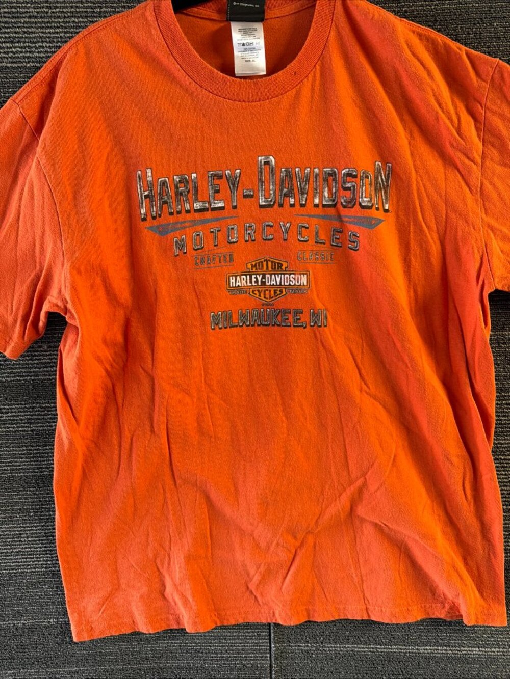 Harley-Davidson Men's Orange Short Sleeve Milwaukee Graphic T-Shirt XL